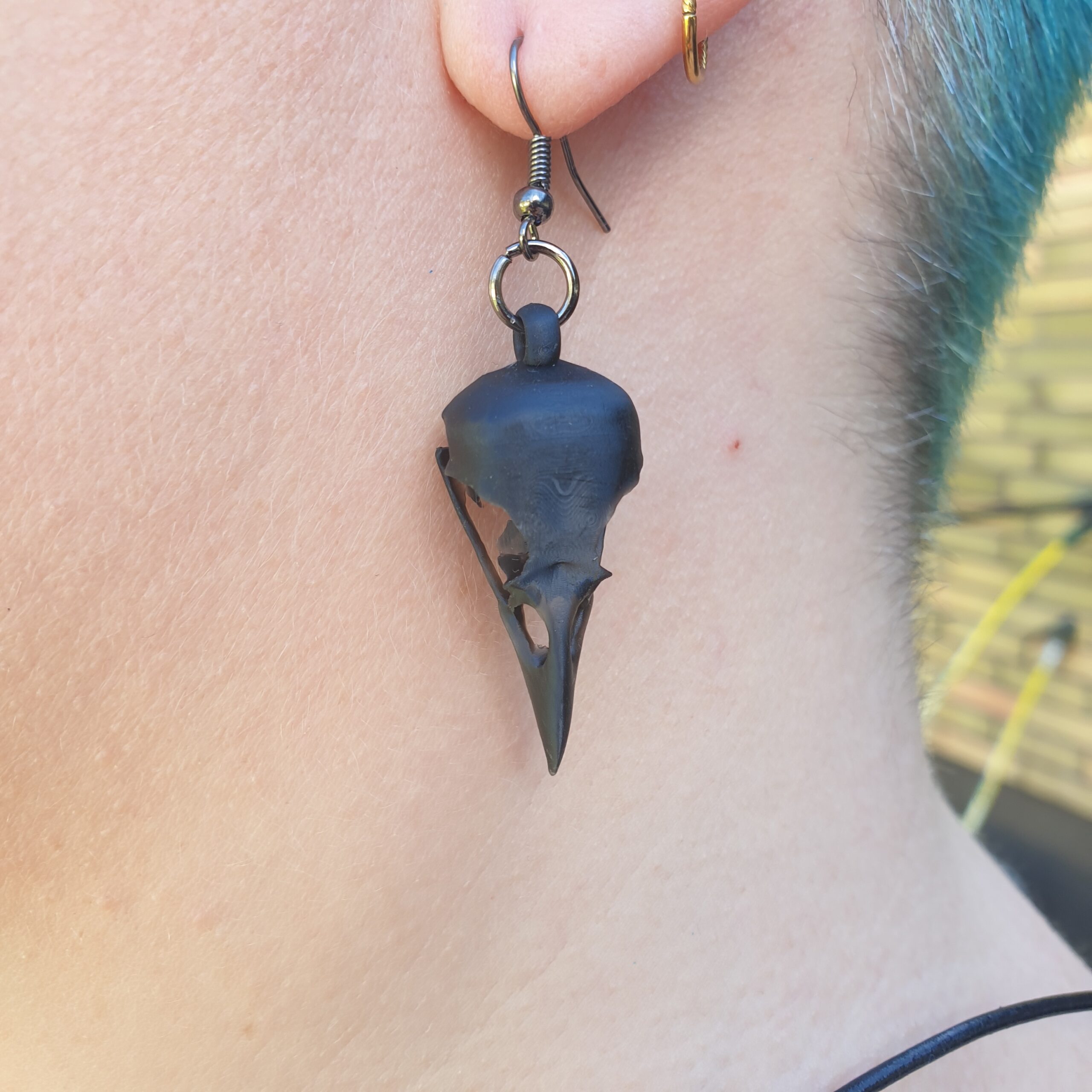 Raven Skull Necklace and Earring- Set Black - Image 3