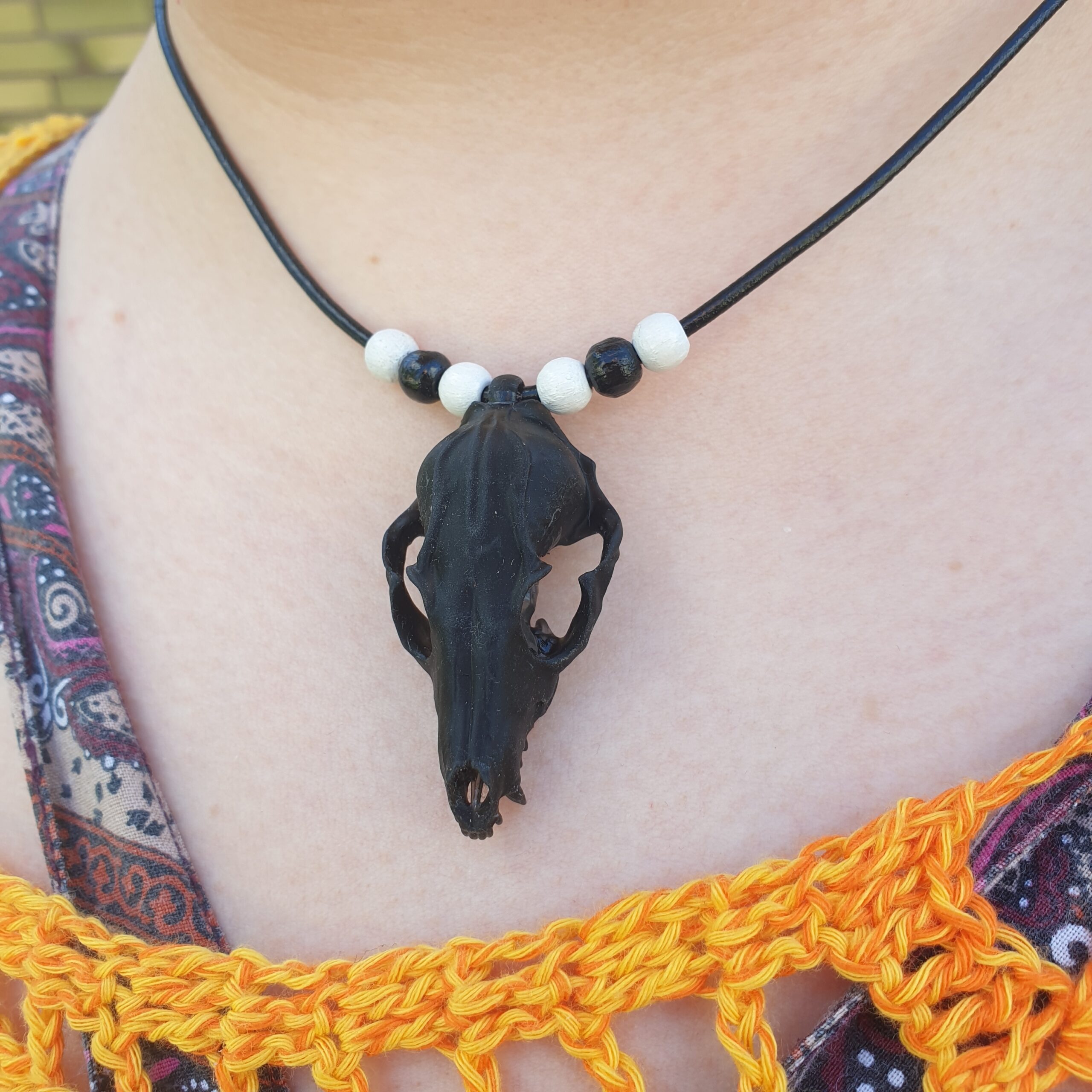 Wolf Skull Necklace and Earring-set Black - Image 2