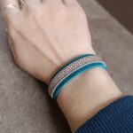 Blue Meander Greek Key Leather Bracelet