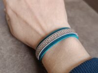 Blue Meander Greek Key Leather Bracelet