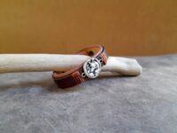 Brown Leather Cuff Bracelet for Women, featuring a handmade oxidized brass forest fox pendant.