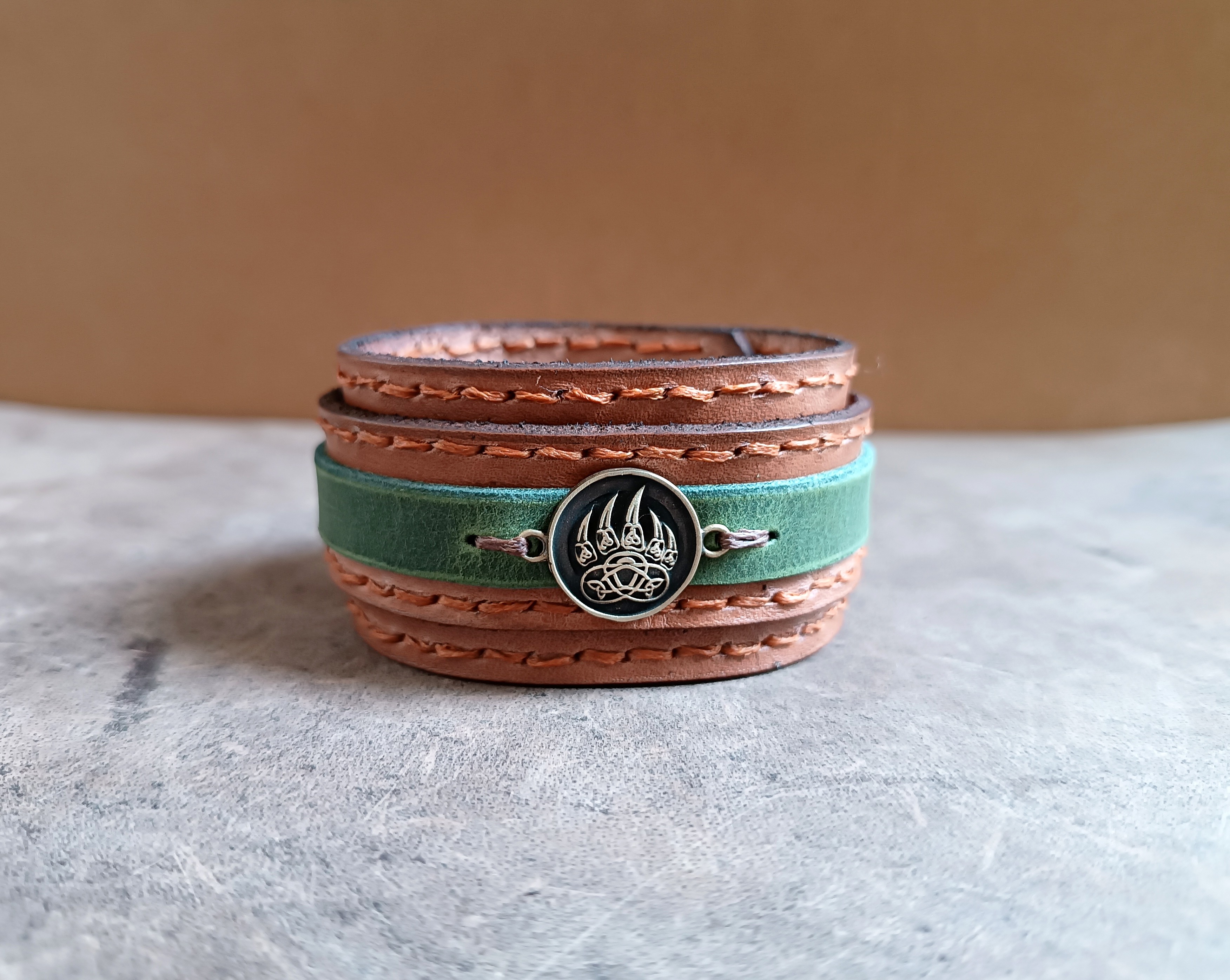 extra wide Celtic Knot Norse Bear Claw Bracelet