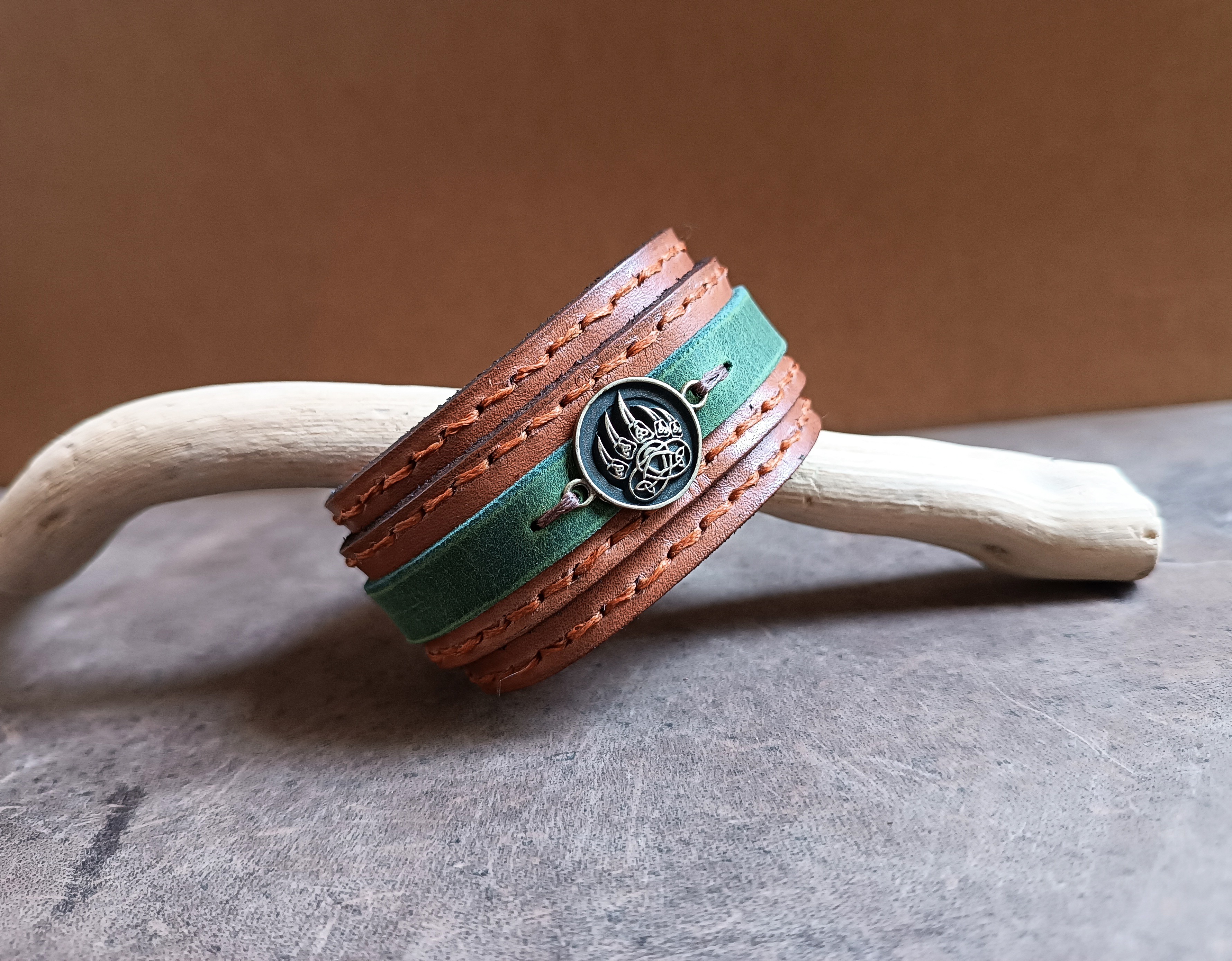 extra wide Celtic Knot Norse Bear Claw Bracelet