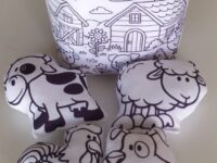 Kit de pintura lavável em tecido com tema Animais da Fazenda – brinquedo artesanal reutilizável para crianças