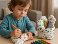 Kit de Pintura em Tecido Lavável –Dinossauros| Washable Fabric Coloring Toy Set