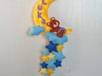 Personalized Moon Night Light for Nursery, Custom Name Felt Sign with Sleepy Bear, Crescent Moon Wall Decor, Baby Shower Gift, LED Light