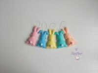Easter Bunny Felt Ornament Set of 5, Pastel Easter Tree Decorations, Handmade Rabbit Hanging Decor, Spring Nursery Ornament, Easter Gift