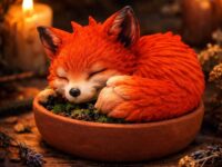 Fox Spirit figurine, hand-painted forest decor and pagan altar statue