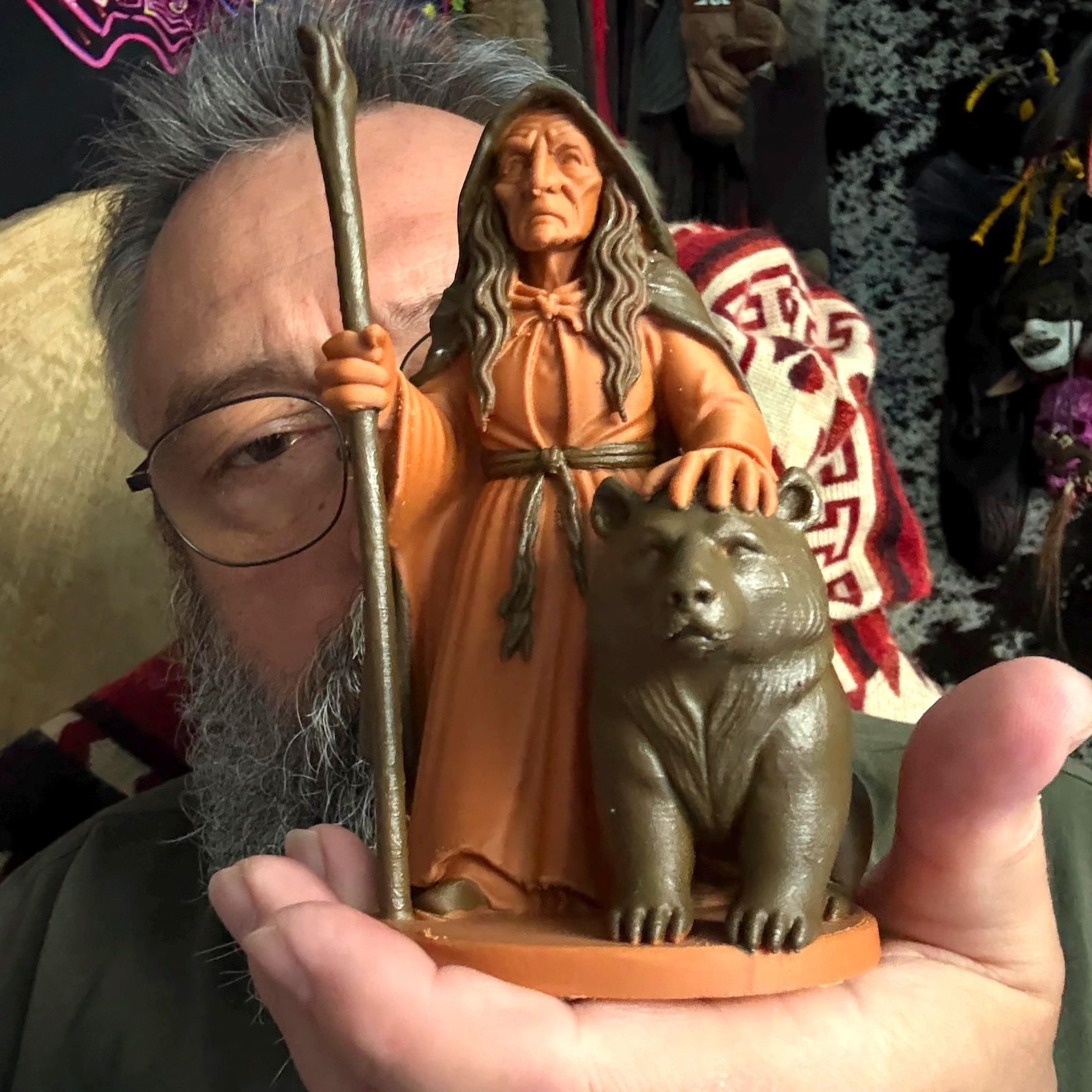 Cailleach Winter Goddess Statue, Celtic Crone Witch with Bear, Gothic Shelf Decor - Image 6