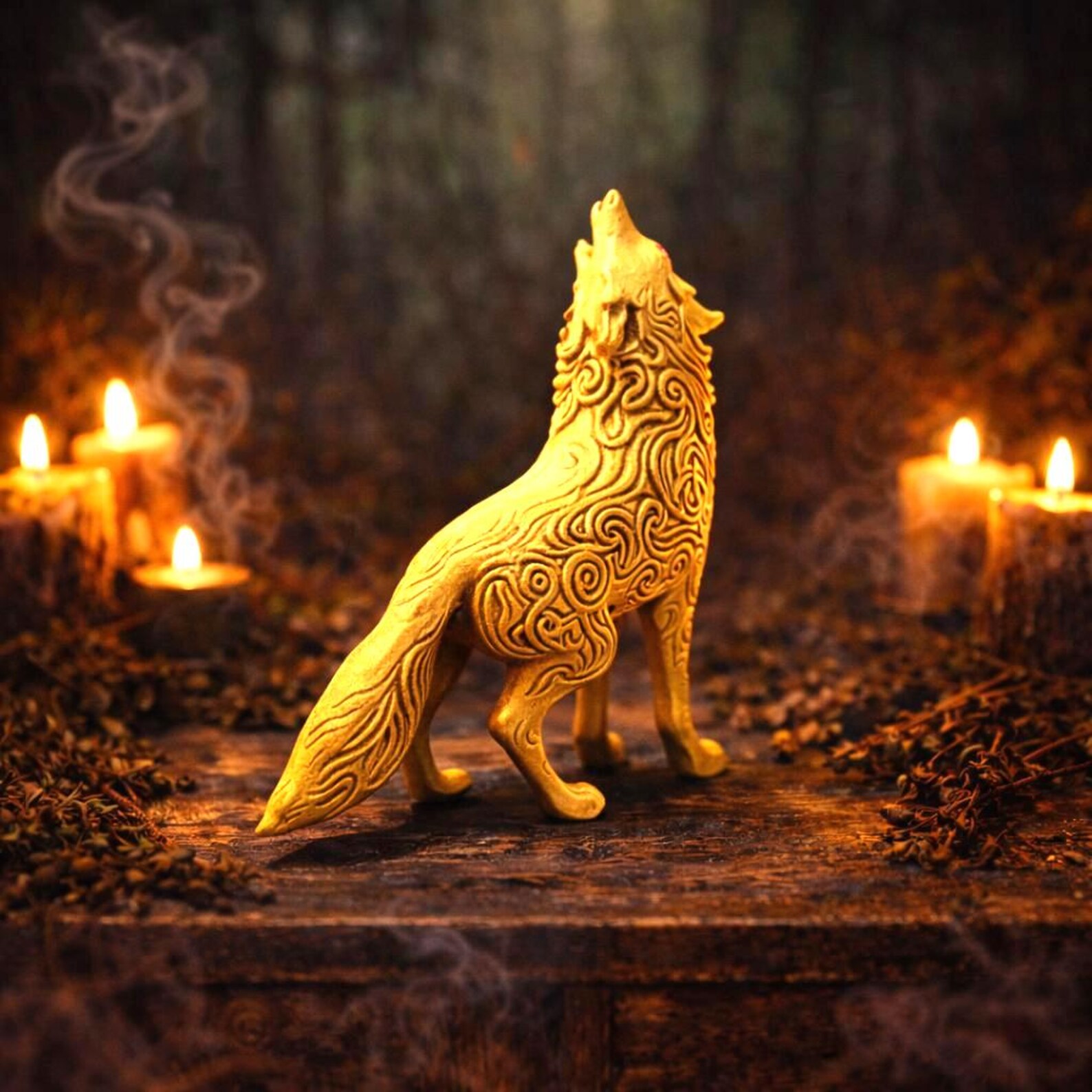 Fenrir Wolf Statue | Celtic Knot Norse Pagan Figurine | Viking Mythology Altar Decor - Image 3